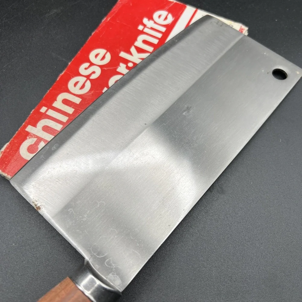 Old Chinese Stamped Cleaver Meat Chopping Chef Knife 8
